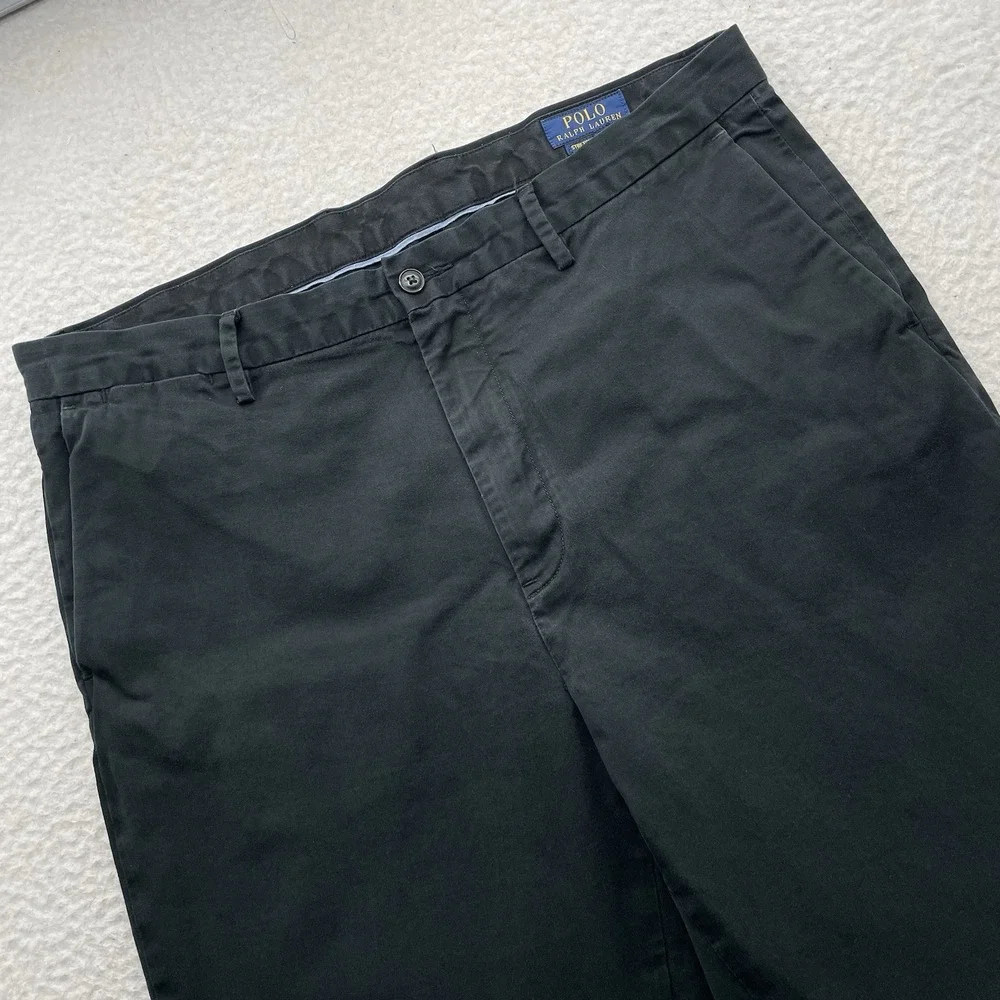 Polo Ralph‎ Lauren Chino Pants Mens 37x32 (Tag 36x32) Black Stretch Classic Fit